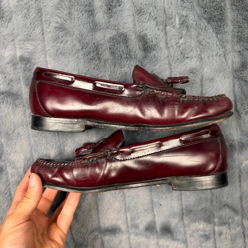 G.H. Bass Weejuns Tassel Loafers Mens 10 Burgundy Kiltie Leather 6152